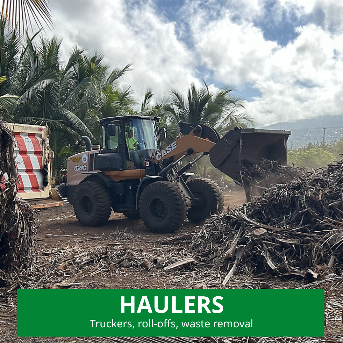 machinery moving greenwaste