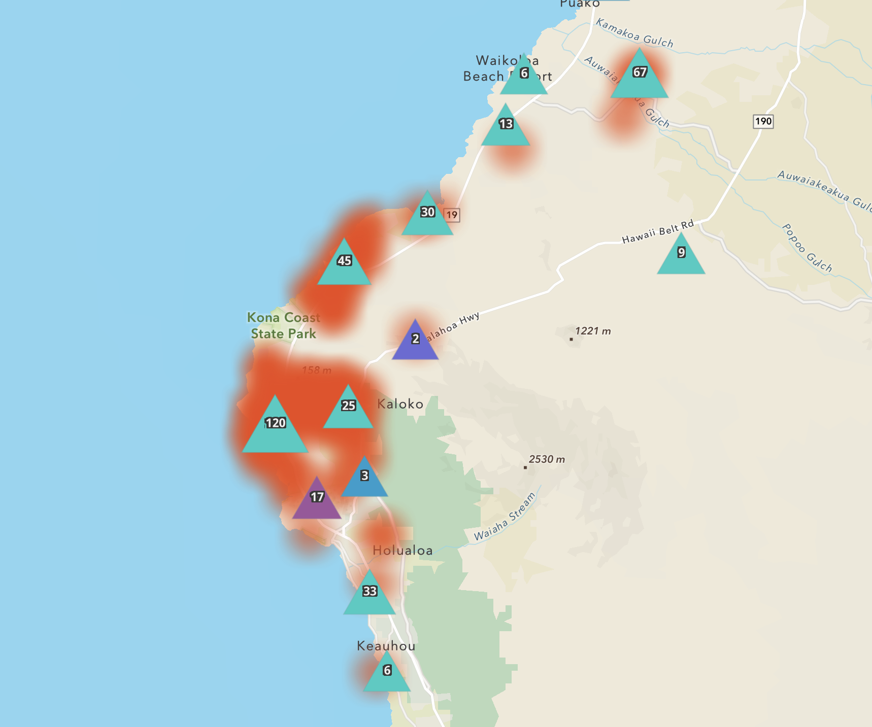 heat map of crb detections